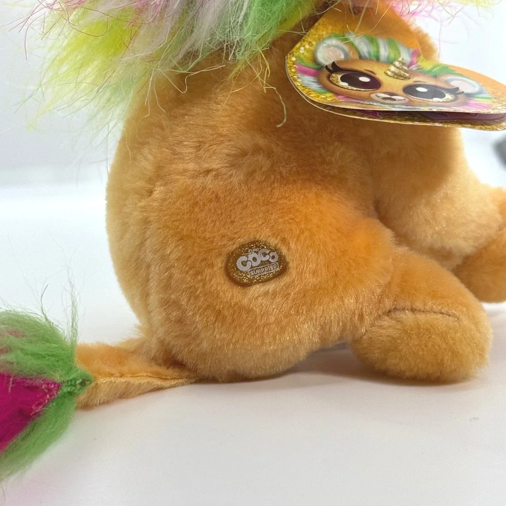 Zuru Coco Surprise Mego Lion‎ Unicorn Plush Rainbow Mane Gold Horn 8 Inch NWT